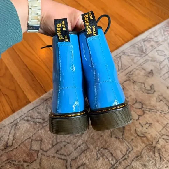 Dr. Martens 1460 Patent Leather Bright Blue Lace Up Boots Women SZ 6 Grunge EUC - Picture 8 of 9